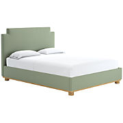 Plaza Warm White Upholstered Queen Bed