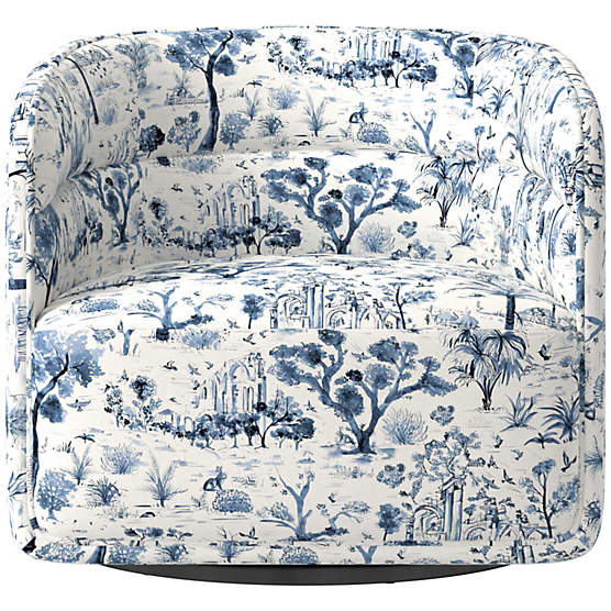 Sai Landscape Blue Swivel Chair