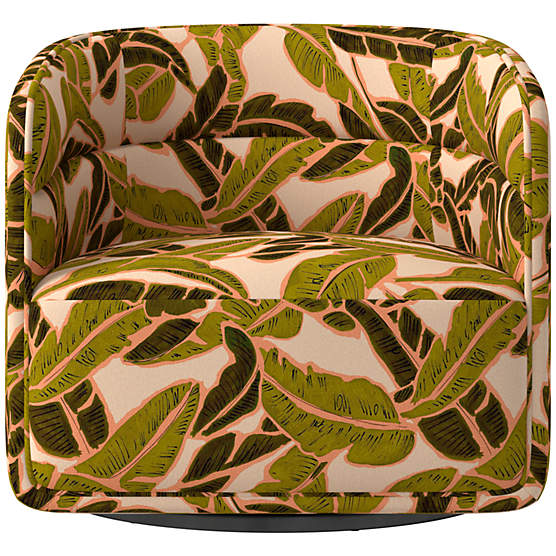 Sai Palm Green Swivel Chair