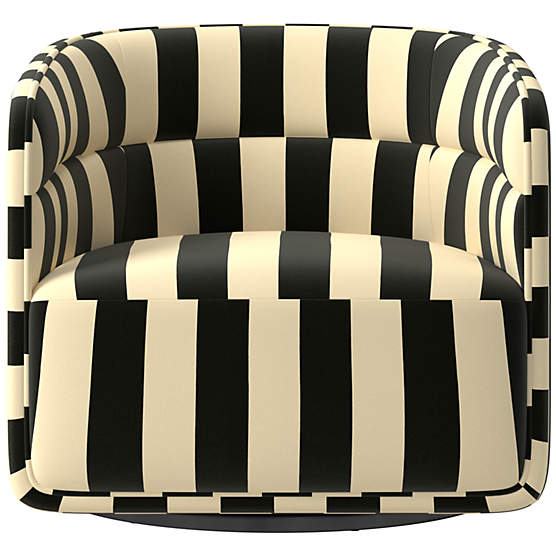 Sai Stripe Black and White Swivel Chair