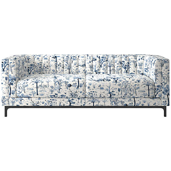 Ambroise 80" Landscape Blue Sofa