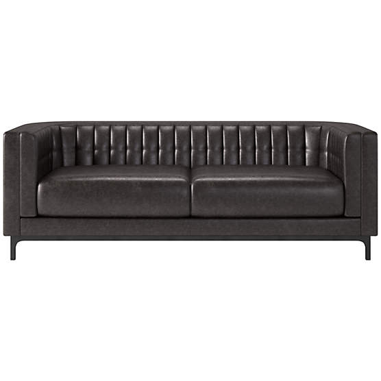 Ambroise 80" Bello Black Leather Sofa
