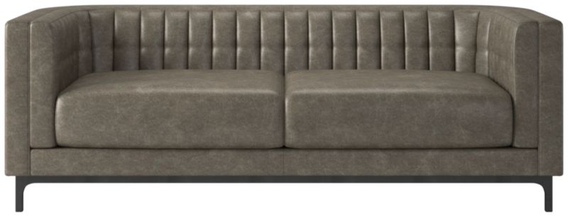 Ambroise 80" Bello Grey Leather Sofa - image 0 of 6