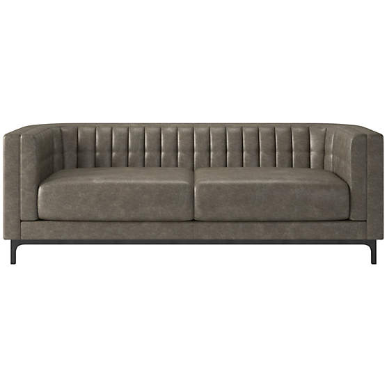 Ambroise 80" Bello Grey Leather Sofa