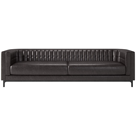 Ambroise 104" Bello Black Leather Sofa