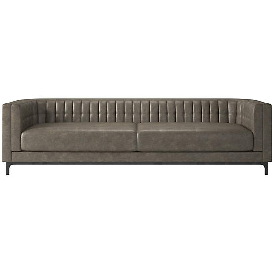 Ambroise 104" Bello Grey Leather Sofa