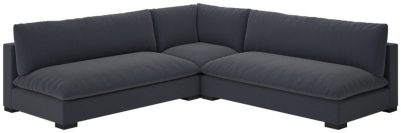 Deseo 3-Piece Modular Charcoal Grey Performance Velvet Standard Depth Sectional Sofa