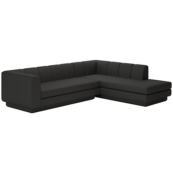 Yarrow 2-Piece L-Shaped Sectional Sofa with Right Arm Kanvas Ebony