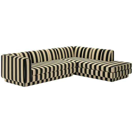 Yarrow 2-Piece L-Shaped Sectional Sofa with Right Arm Stripe Black and White