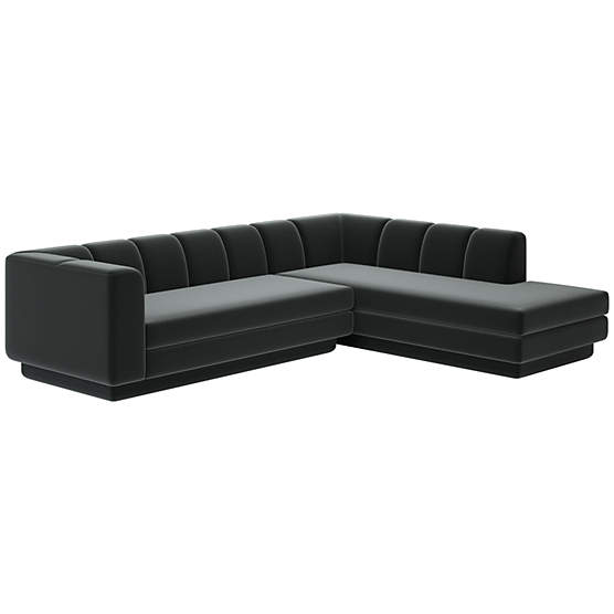Yarrow 2-Piece L-Shaped Sectional Sofa with Right Arm Como Dark Grey