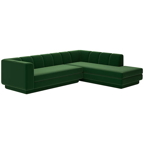 Yarrow 2-Piece L-Shaped Sectional Sofa with Right Arm Como Emerald