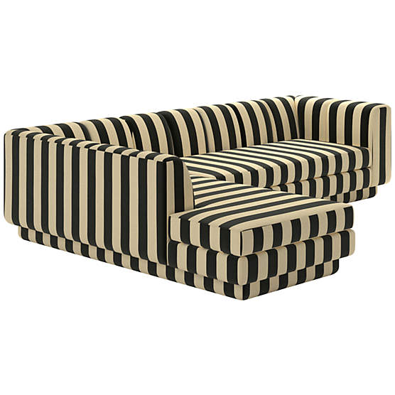 Yarrow 2-Piece L-Shaped Sectional Sofa with Left Arm  Stripe Black and White