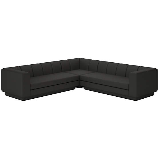 Yarrow 3-Piece L-Shaped Sectional Sofa Kanvas Ebony
