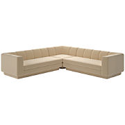 Yarrow 3-Piece L-Shaped Camel Woven Fabric Sectional Sofa