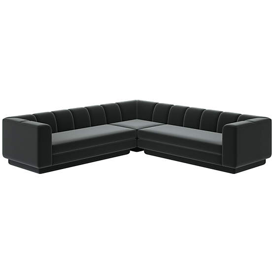 Yarrow 3-Piece L-Shaped Sectional Sofa Como Dark Grey