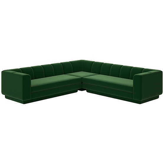 Yarrow 3-Piece L-Shaped Sectional Sofa Como Emerald