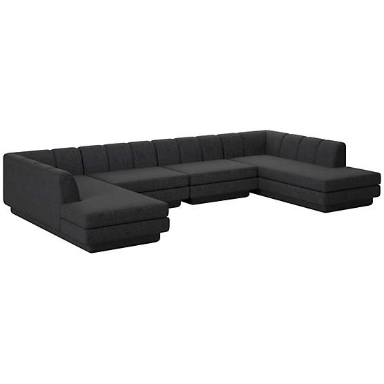 Yarrow 4-Piece U-Shaped Sectional Sofa Bloce Noir
