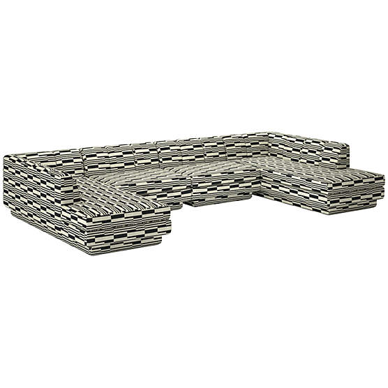 Yarrow 4-Piece U-Shaped Sectional Sofa Piano Domino