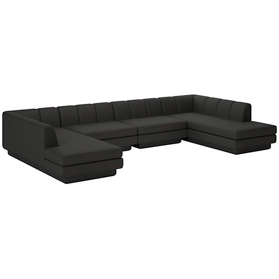 Yarrow 4-Piece U-Shaped Sectional Sofa Kanvas Ebony