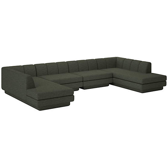 Yarrow 4-Piece U-Shaped Sectional SofaCurious Evergreen