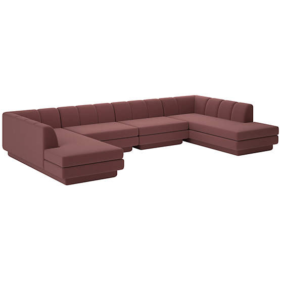 Yarrow 4-Piece U-Shaped Sectional Sofa Lisbon Rose Brown