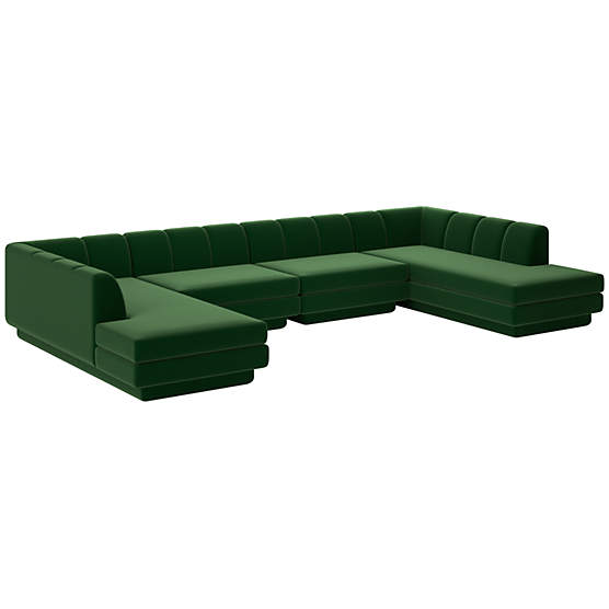 Yarrow 4-Piece U-Shaped Sectional Sofa Como Emerald