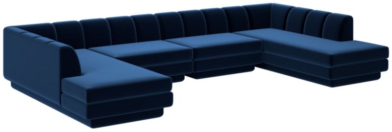 Yarrow 4-Piece U-Shaped Sectional Sofa Como Indigo - image 0 of 10