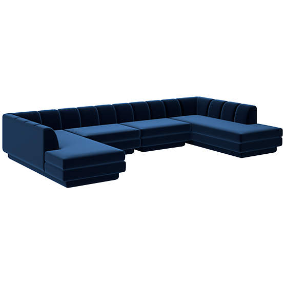 Yarrow 4-Piece U-Shaped Sectional Sofa Como Indigo