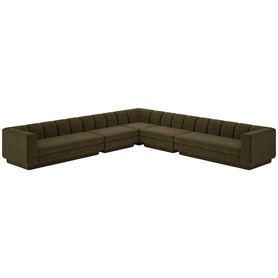 Yarrow 5-Piece L-Shaped Sectional Sofa Como Olive