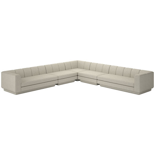 Yarrow 5-Piece L-Shaped Sectional Sofa Faux Sheepskin Natural