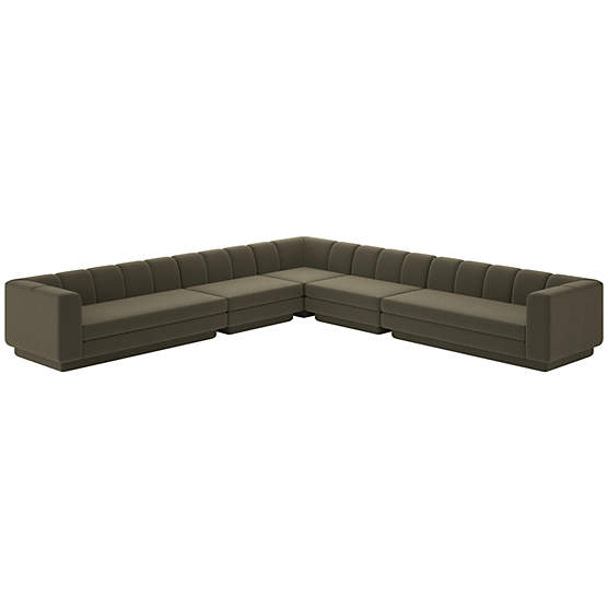 Yarrow 5-Piece L-Shaped Sectional Sofa Coverlet Otter