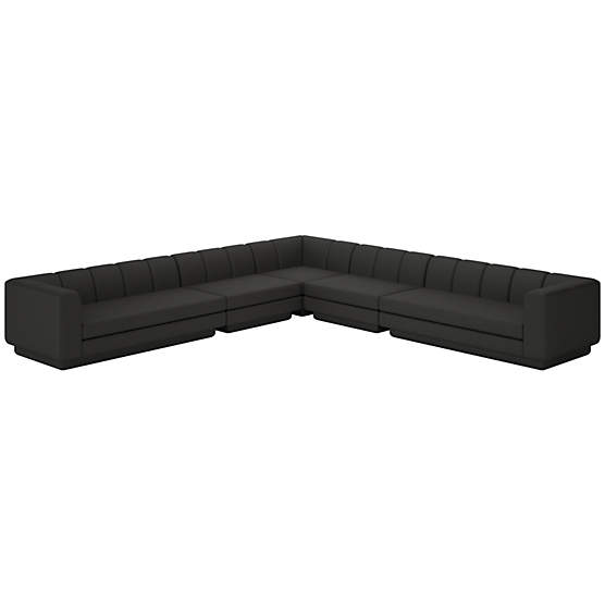 Yarrow 5-Piece L-Shaped Sectional Sofa Kanvas Ebony