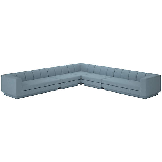 Yarrow 5-Piece L-Shaped Sectional Sofa Lisbon Wedgewood