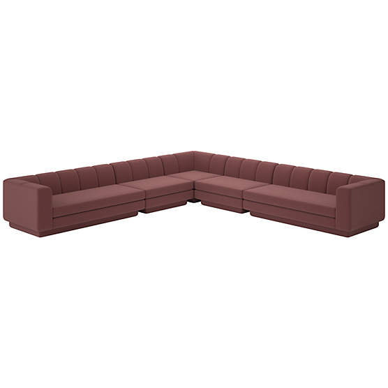 Yarrow 5-Piece L-Shaped Sectional Sofa Lisbon Rose Brown