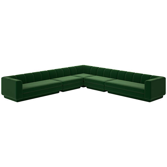 Yarrow 5-Piece L-Shaped Sectional Sofa Como Emerald
