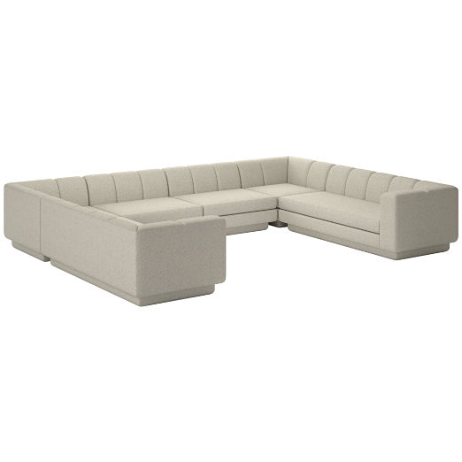 Yarrow 6-Piece U-Shaped Sectional Sofa Faux Sheepskin Natural