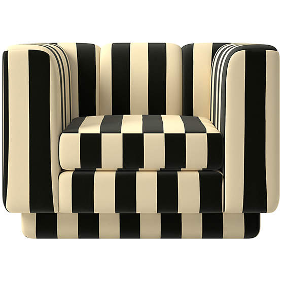 Yarrow Swivel Chair Stripe Black and White