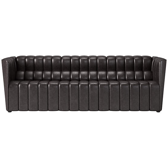 Ripple 88" Leather Sofa Bello Black