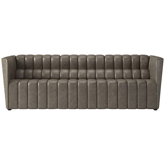 Ripple 88" Leather Sofa Bello Grey