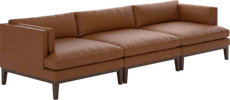 tobacco leather sectional Mona 3-Piece Leather Sectional Sofa + Reviews