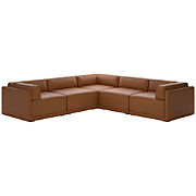 Oriole 5-Piece L-Shaped Leather Modular Sectional Sofa