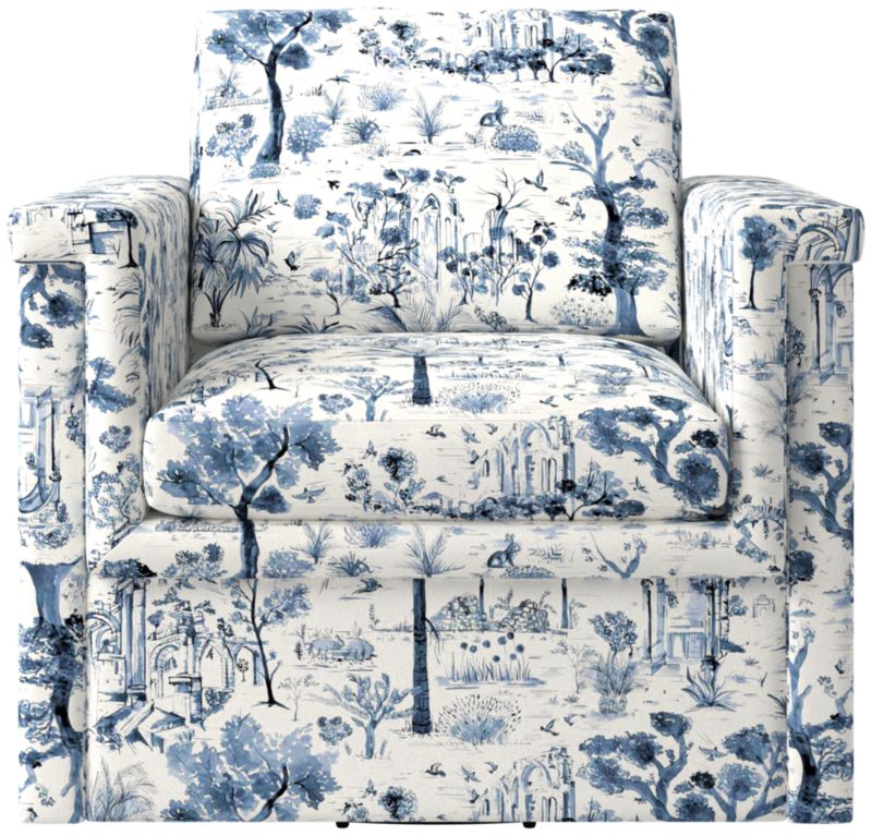 Viewing product image Ceva Light Blue Performance Velvet Swivel Chair - image 1 of 10