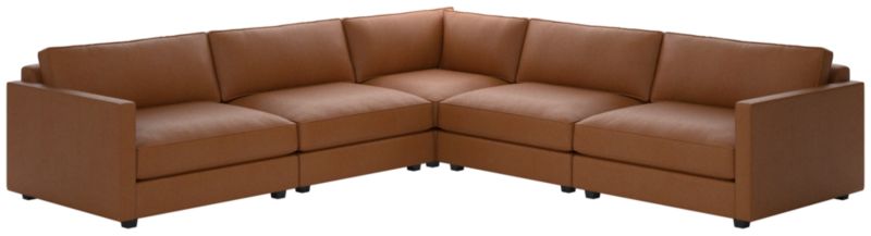 legend tobacco winona Winona 5-Piece L-Shaped Small Leather Sectional Sofa