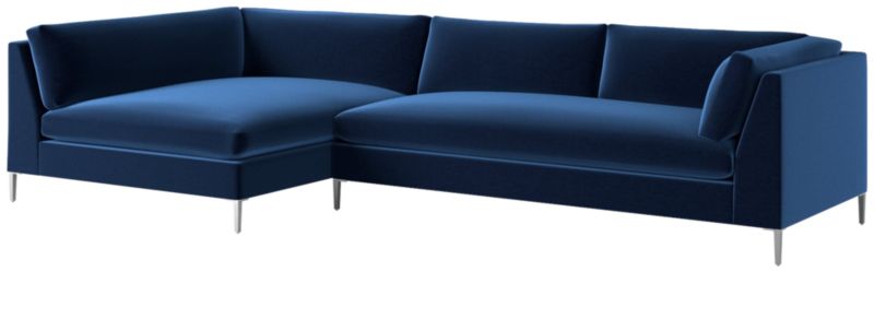 Decker 2 Piece Blue Velvet Sectional Sofa