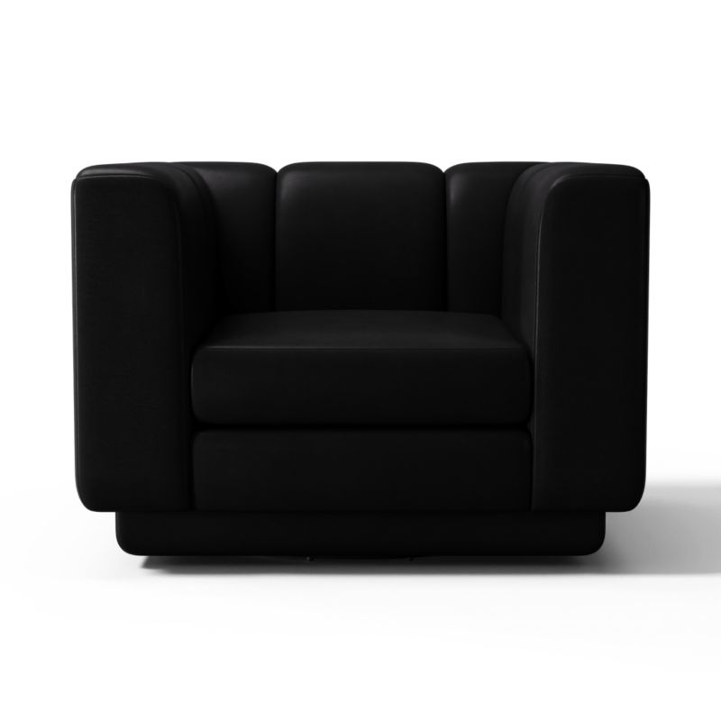 Viewing product image Yarrow Brown Leather Swivel Chair - image 1 of 10