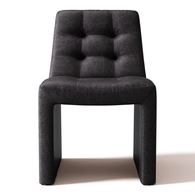 Hank Tufted Bello Black Leather Dining Chair - image 0 of 2