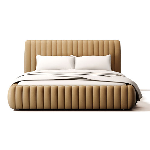Wolcott Channeled Leather Queen Bed