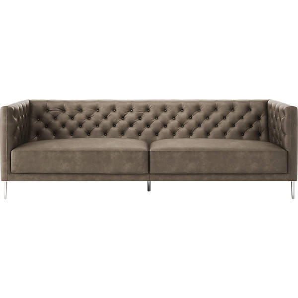 Savile Bello Grey Leather Tufted Sofa Cb2, Leather Tufted Couch