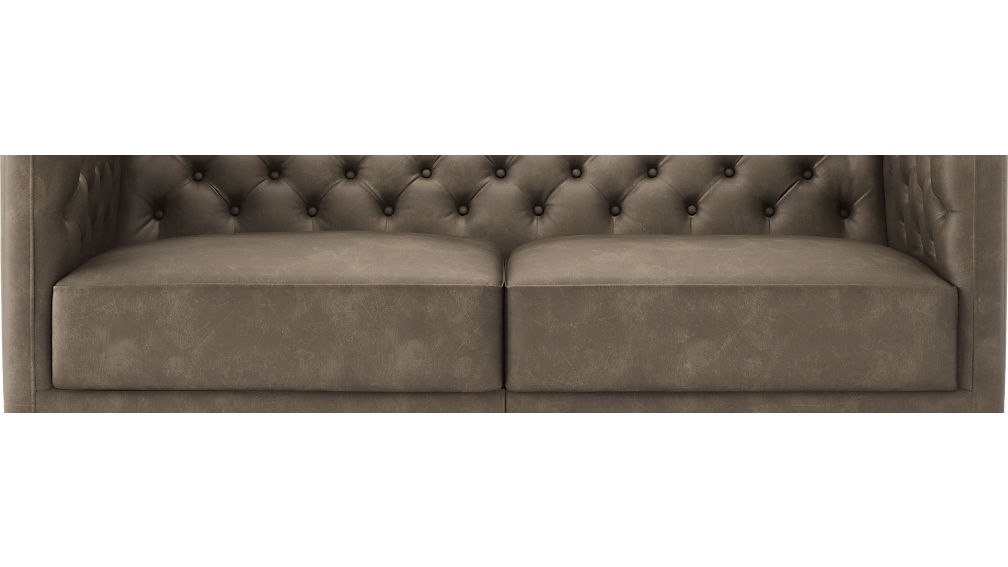 Savile Grey Leather Tufted Apartment Sofa Reviews Cb2
