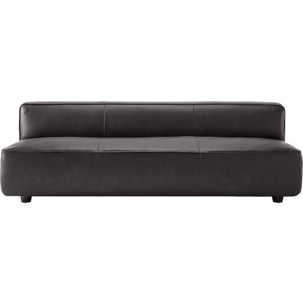Lenyx Bello Black Leather Armless Sofa, Armless Leather Sofa